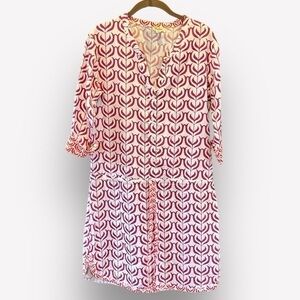 🇪🇸 Hatley tunic dress beach cover up v neck cinch waist cotton white berry